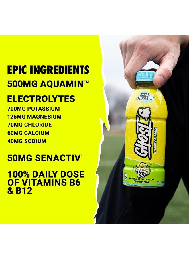 Ghost - Ghost Hydration Drink, Lemon Lime Flavor, Zero Caffeine, Zero Sugar, 16.9 fl oz (500 ml), Pack of 12 - Image 1