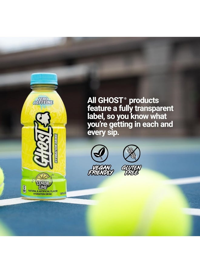 Ghost - Ghost Hydration Drink, Lemon Lime Flavor, Zero Caffeine, Zero Sugar, 16.9 fl oz (500 ml), Pack of 12 - Image 1