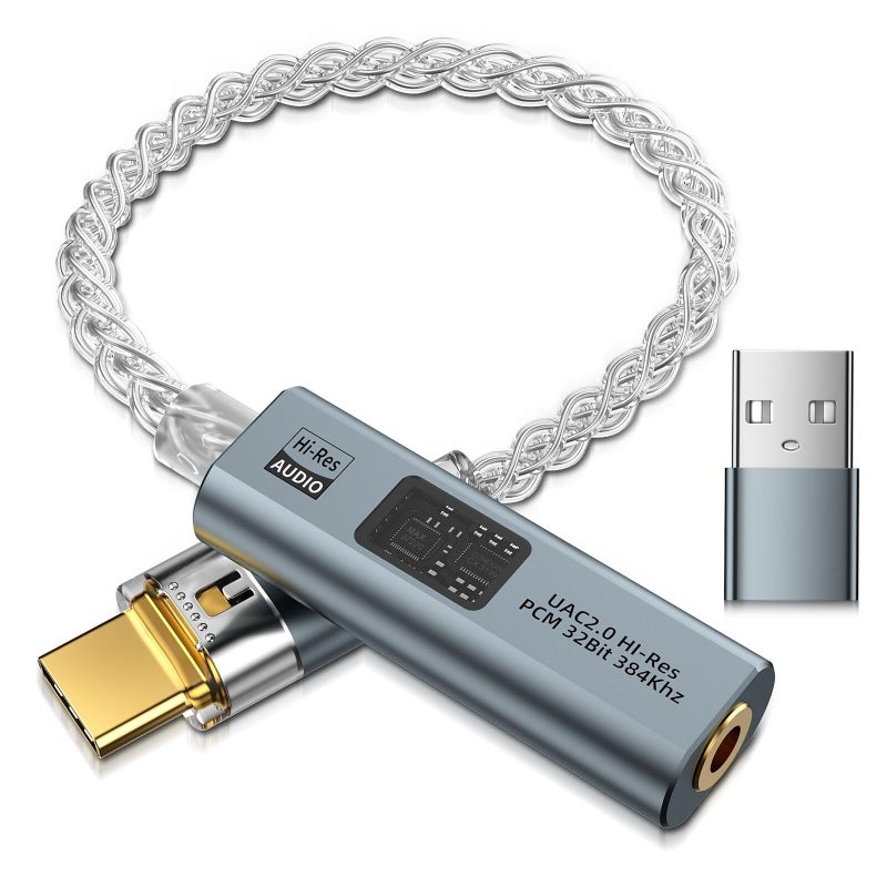Mxcudu محول USB C إلى 3.5 مم مزود بشريحة DAC مزدوجة CX31993&MAX97220، دنجيل صوت مع مضخم HiFi، محول USB C إلى 3.5 مم لسماعات الرأس وموصل USB A لأجهزة Android وiPhone وiPad وPC وMac - Image 1