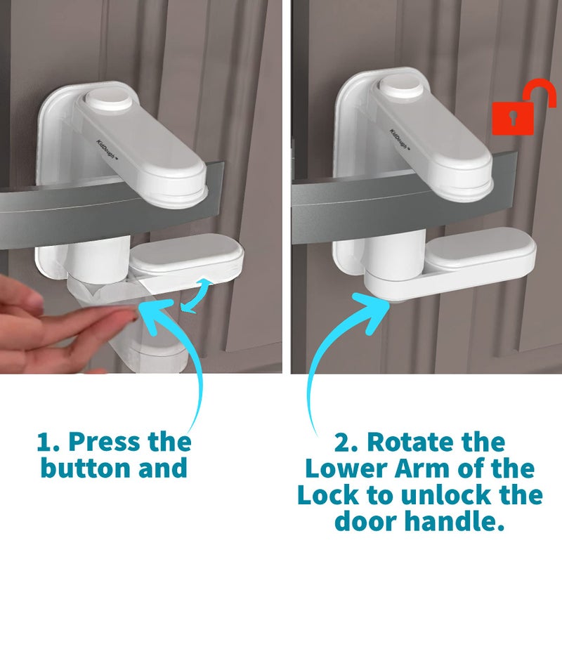 KidDough Baby Proofing Door Handle Safety Locks- Pack Of 2, Protection From Lever Locks In Rooms, Kitchen, Balcony And More, Pull Lever Type Handle Proofing Locks, Baby Safety Products, White - Image 4