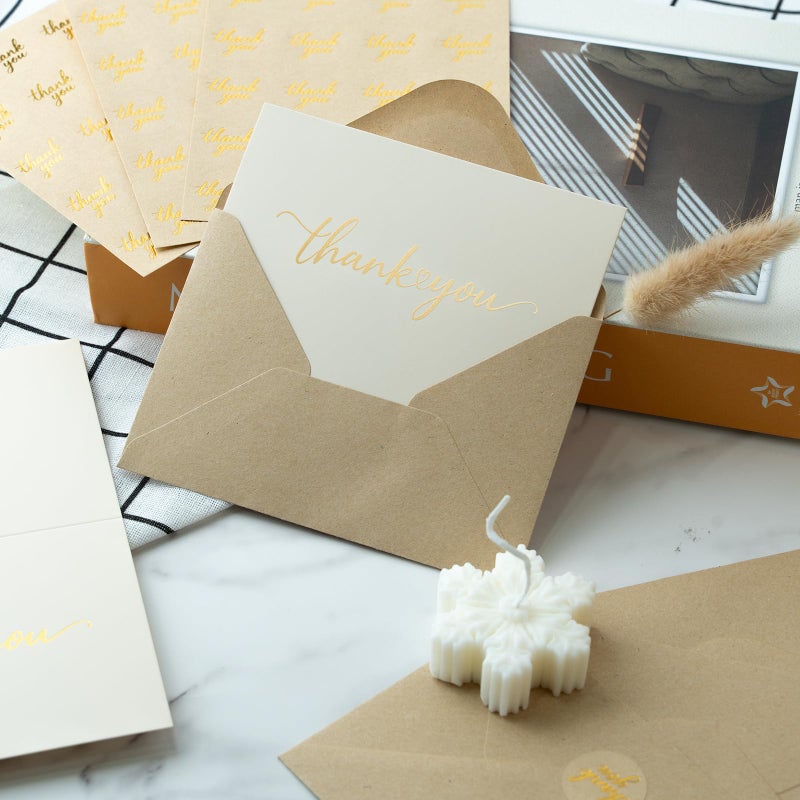 JIXZEN 40 Pack Gilding Thank You Cards with Envelopes & Matching Stickers, Thank You Notes for Wedding, Business, Baby Shower, Small Business, Graduation - Image 4