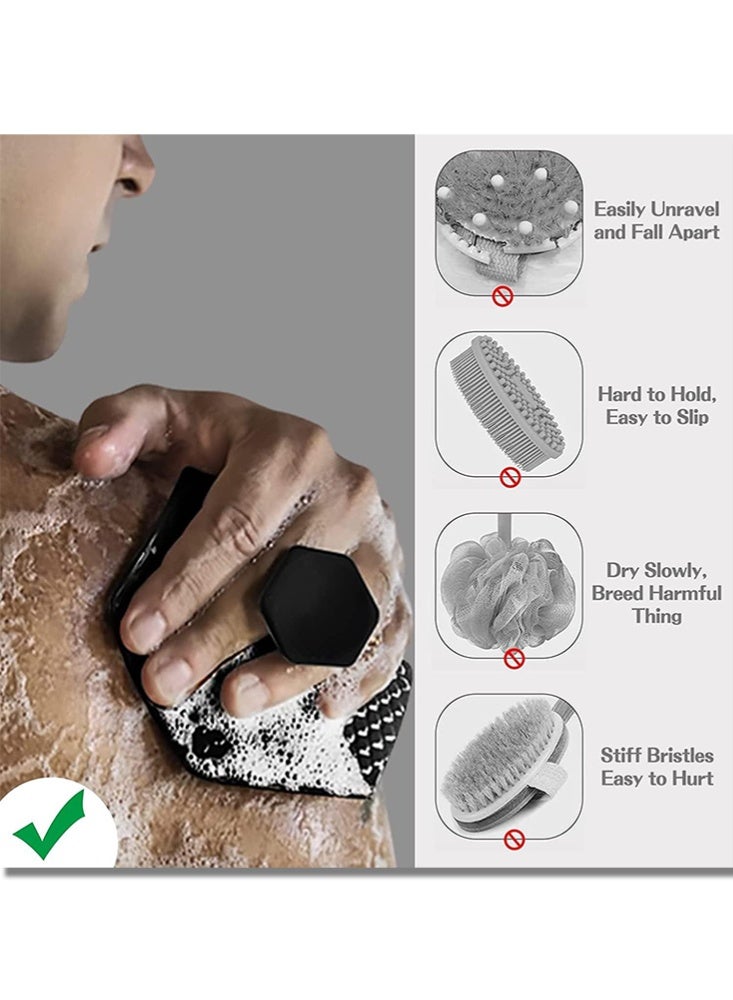 fdsport Silicone Body Scrubber & Storage Hook, Handheld Shower Cleansing Brush Silicone Body Scrubber Shower Gentle Exfoliating and Massage for All Kinds of Skin (Bath Brush - Black) (Black) - Image 3