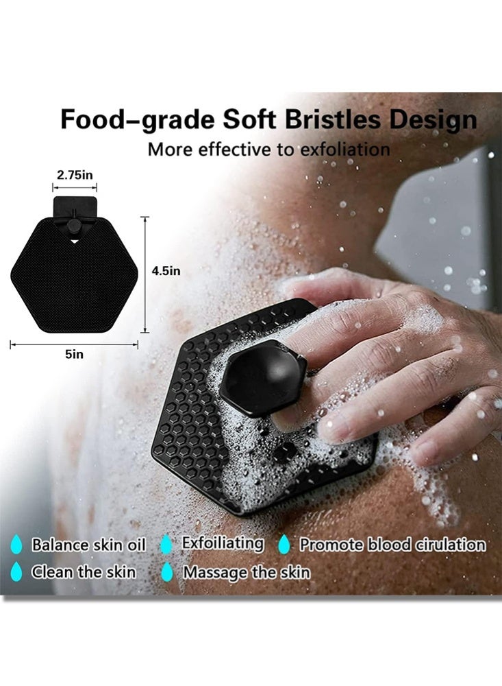 fdsport Silicone Body Scrubber & Storage Hook, Handheld Shower Cleansing Brush Silicone Body Scrubber Shower Gentle Exfoliating and Massage for All Kinds of Skin (Bath Brush - Black) (Black) - Image 4