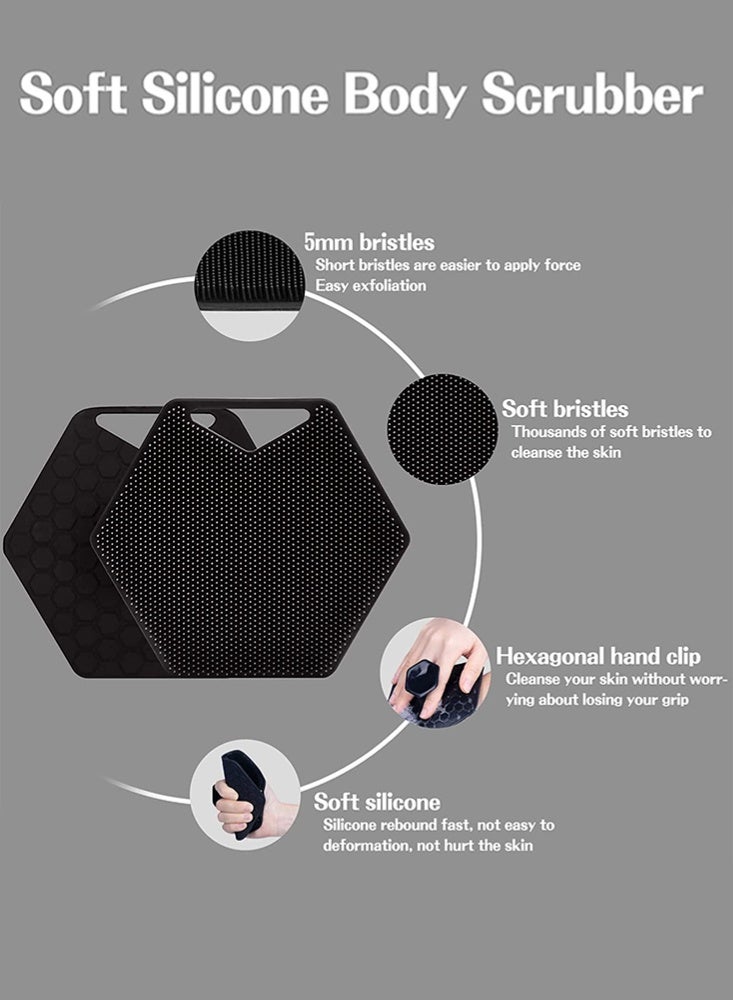 fdsport Silicone Body Scrubber & Storage Hook, Handheld Shower Cleansing Brush Silicone Body Scrubber Shower Gentle Exfoliating and Massage for All Kinds of Skin (Bath Brush - Black) (Black) - Image 2