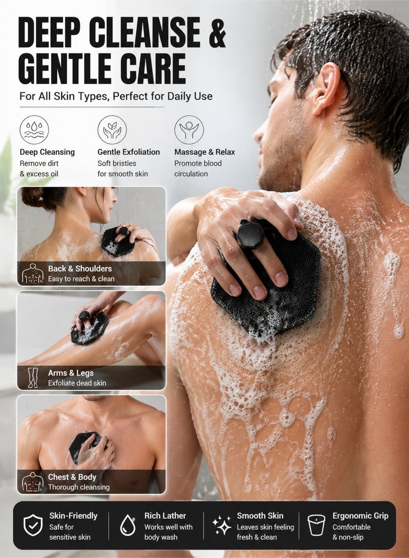 fdsport Silicone Body Scrubber & Storage Hook, Handheld Shower Cleansing Brush Silicone Body Scrubber Shower Gentle Exfoliating and Massage for All Kinds of Skin (Bath Brush - Black) (Black) - Image 3