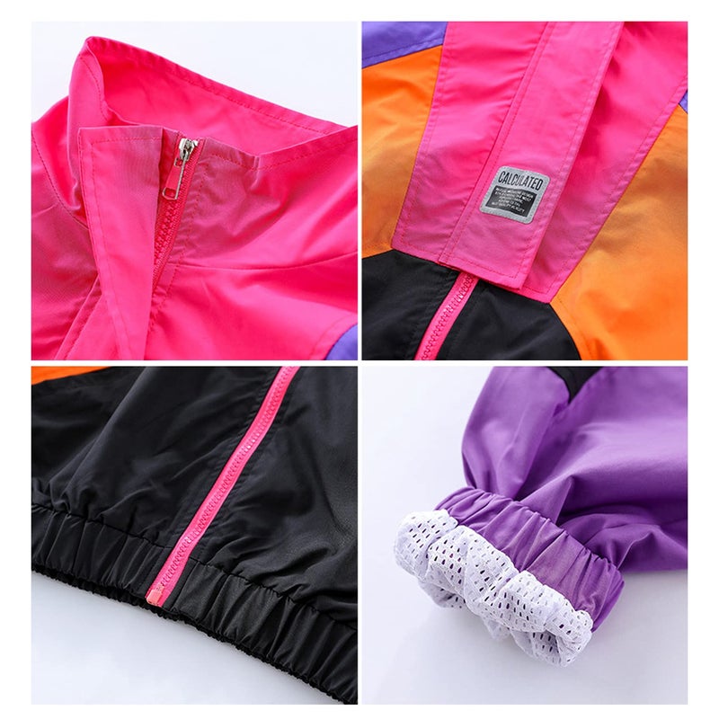 LOLANTA Boys' Girls' Color Block Jacket Track Pants Sets Dance Outfits Sportswear Unisex Streetwear (6-7, purple) - Image 5