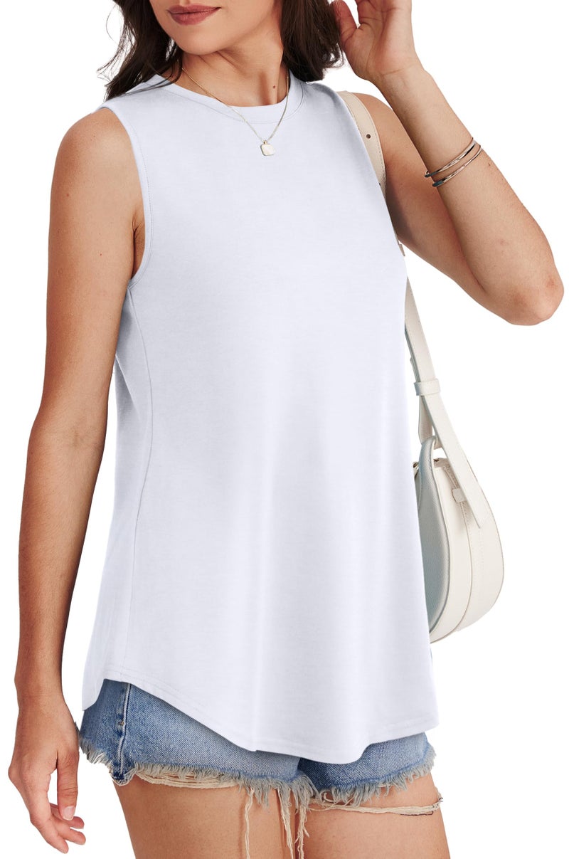 OFEEFAN Womens Tank Tops Loose Fit White Tank Top Woman Dressy Summer Outfits Tunic Tops for Women Loose Fit Dressy Fitness Clothing S - Image 4