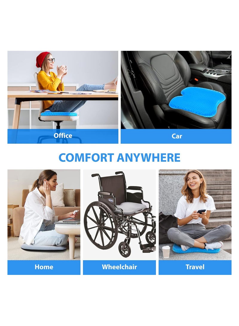 Excefore Gel Seat Cushion, U-shaped Breathable Honeycomb Design Gel Seat Cushion, Memory Cushion for Tailbone Pain Pressure Relief, for Long Sitting, Sciatica, Tailbone Pain Relief, Office Wheelchair Cushion  - Image 5