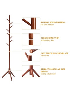 Daamudi Daamudi Freestanding Living Room Coat Rack With 3 Wood Prong Legs Sections Hooks for Coats And Hats Purse And Jacket Hanger Easy to Assemble Scarf Rack For Home or Office PINK  - Image 2