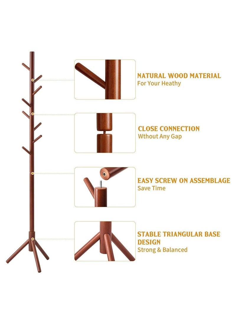 Daamudi Daamudi Freestanding Living Room Coat Rack With 3 Wood Prong Legs Sections Hooks for Coats And Hats Purse And Jacket Hanger Easy to Assemble Scarf Rack For Home or Office PINK  - Image 2