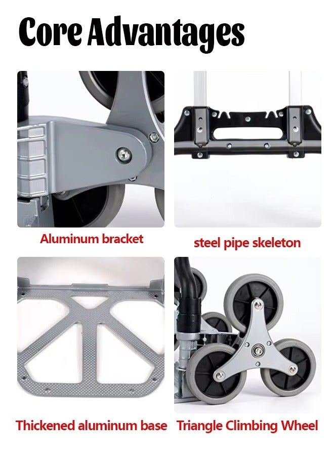 Stair Climbing Cart, Folding Hand Truck Dolly with Silent Wheels - 80KG Stair Cart Climber Heavy Duty Portable Dolly for Apartment Moving, Groceries, Travel, Home & Office - Image 3