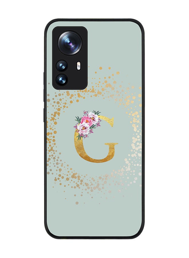 Stylizedd Rugged Black edge case for Xiaomi 12 / Xiaomi 12X Slim fit Soft Case Flexible Rubber Edges TPU Gel Thin Cover - Custom Monogram Initial Letter Floral Pattern Alphabet - G (Light Grey) - Image 1