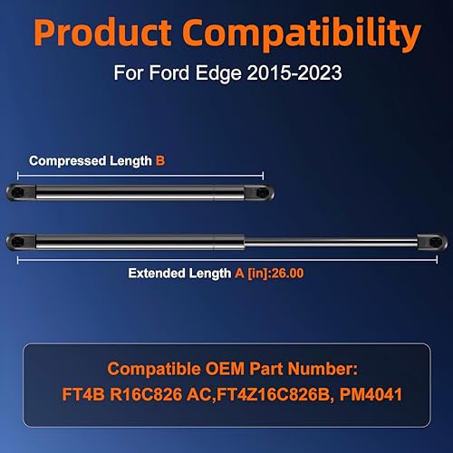 Euplokeer Qty (2) FT4Z16C826B Hood Strut Lift Support Compatible with Ford Edge 2015-2023, Bonnet Shock Strut Replace OE# FT4BR16C826AC - Image 2