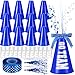 Rotatingpals 12 Pcs Blue Cheer Megaphone Bulk Plastic DIY Megaphone Party Accessory Cheerleading Centerpiece Decor for School Cheers Sports Match Game Outdoor ActivitiesGo TeamBlue White - Image 2