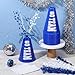 Rotatingpals 12 Pcs Blue Cheer Megaphone Bulk Plastic DIY Megaphone Party Accessory Cheerleading Centerpiece Decor for School Cheers Sports Match Game Outdoor ActivitiesGo TeamBlue White - Image 4