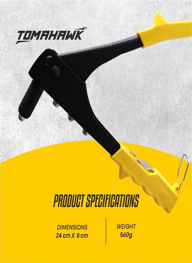 TOMAHAWK® Heavy Duty Riveter Set with 4 Nozzles & Anti-Corrosion Properties Ideal for Joining & Fabrication Metals Sheet, Leather & Plastic Parts - Image 2