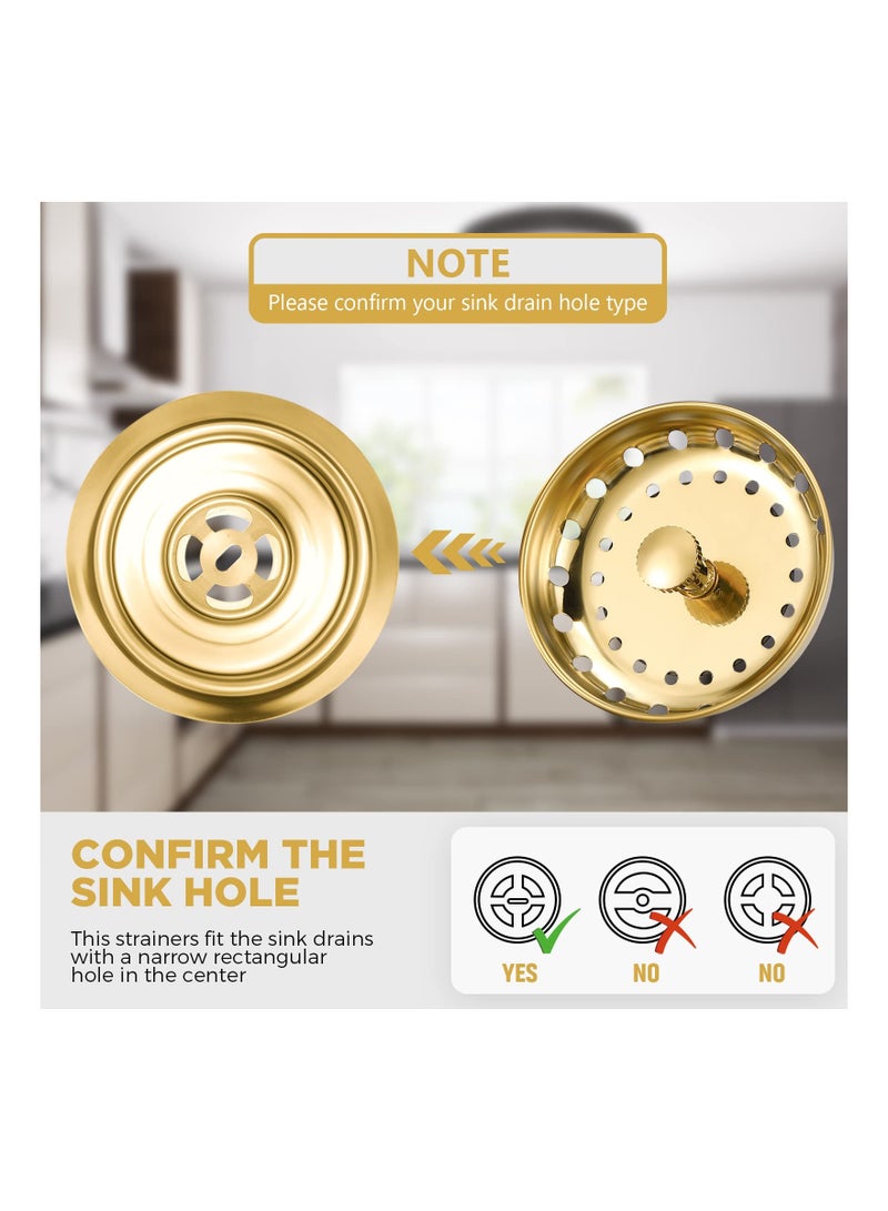 SYOSI Kitchen Sink Strainer, 3 Pieces Sink Stopper Strainer, Garbage Disposal Plug, Stainless Steel Universal Anti-Clogging Kitchen Sink Filter, Sieve Basket Strainer, Wide Rim for Kitchen Sink Drain - Image 2