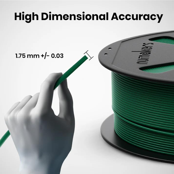 NUMAKERS PLA+ 3D Printer Filament, 1.75mm, Dimensional Accuracy +/- 0.03 mm, 1 kg Spool (2.2 lbs), Compatible with Most FDM Printers (Forest Green) - Image 2