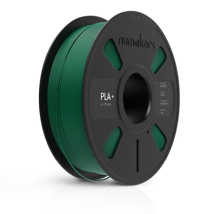 NUMAKERS PLA+ 3D Printer Filament, 1.75mm, Dimensional Accuracy +/- 0.03 mm, 1 kg Spool (2.2 lbs), Compatible with Most FDM Printers (Forest Green) - Image 1