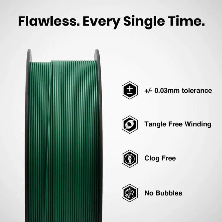 NUMAKERS PLA+ 3D Printer Filament, 1.75mm, Dimensional Accuracy +/- 0.03 mm, 1 kg Spool (2.2 lbs), Compatible with Most FDM Printers (Forest Green) - Image 3