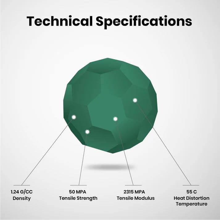 NUMAKERS PLA+ 3D Printer Filament, 1.75mm, Dimensional Accuracy +/- 0.03 mm, 1 kg Spool (2.2 lbs), Compatible with Most FDM Printers (Forest Green) - Image 5