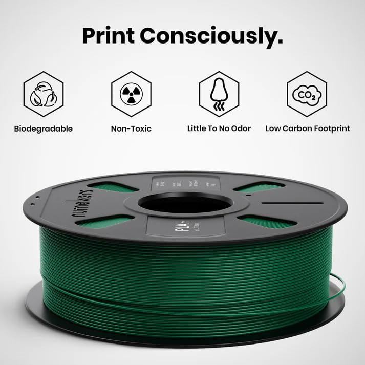NUMAKERS PLA+ 3D Printer Filament, 1.75mm, Dimensional Accuracy +/- 0.03 mm, 1 kg Spool (2.2 lbs), Compatible with Most FDM Printers (Forest Green) - Image 4