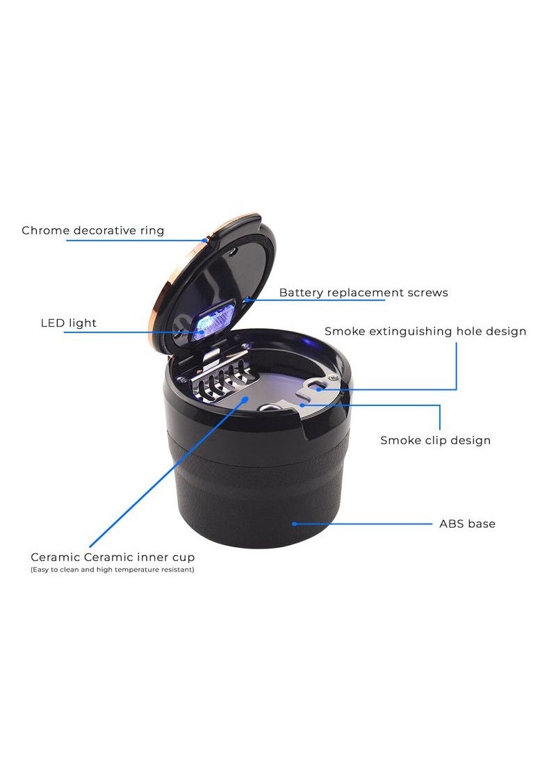 Generic - Car Ashtray With LED Lights With Lid Odor-Free Leak-Proof Easy to Clean  Compact Design for Car Interior - Image 1