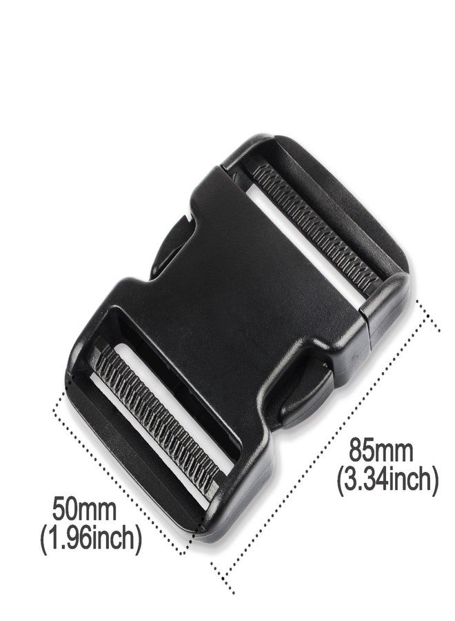 DYZD Premium 50mm Flat Dual Adjustable Side Release Buckles (4PCS, Black) - Image 2