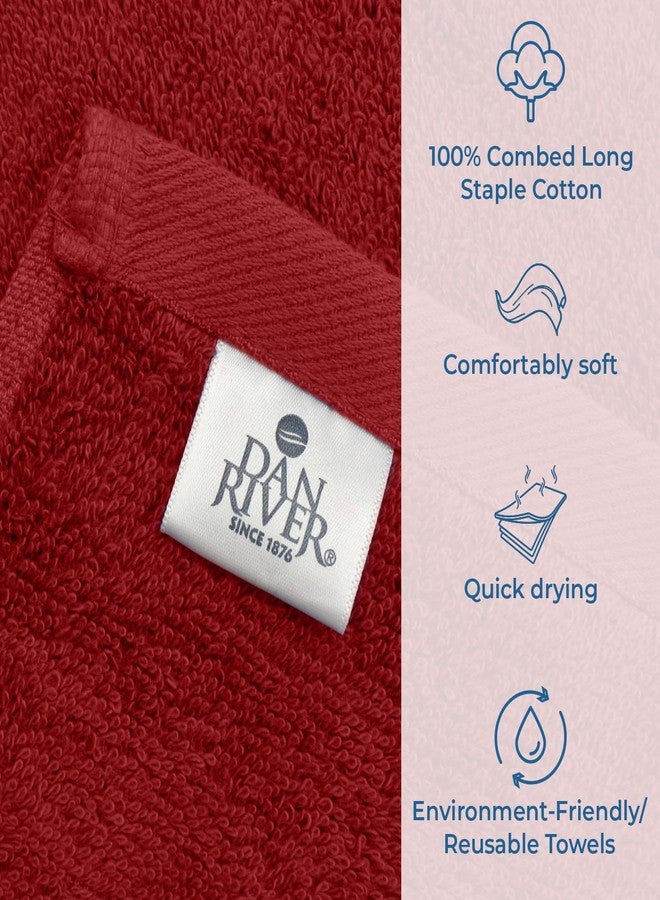 DAN RIVER Bath Towels Set of 4, 27 x 54 Inches, 100% Cotton, Larger & Lighter Weight, Quicker to Dry, Super Soft and Absorbent, Ideal Absorbent Bath Towels for Daily Use, Red - Image 4