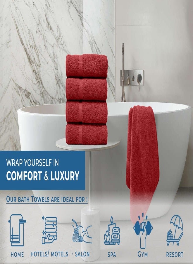 DAN RIVER Bath Towels Set of 4, 27 x 54 Inches, 100% Cotton, Larger & Lighter Weight, Quicker to Dry, Super Soft and Absorbent, Ideal Absorbent Bath Towels for Daily Use, Red - Image 5