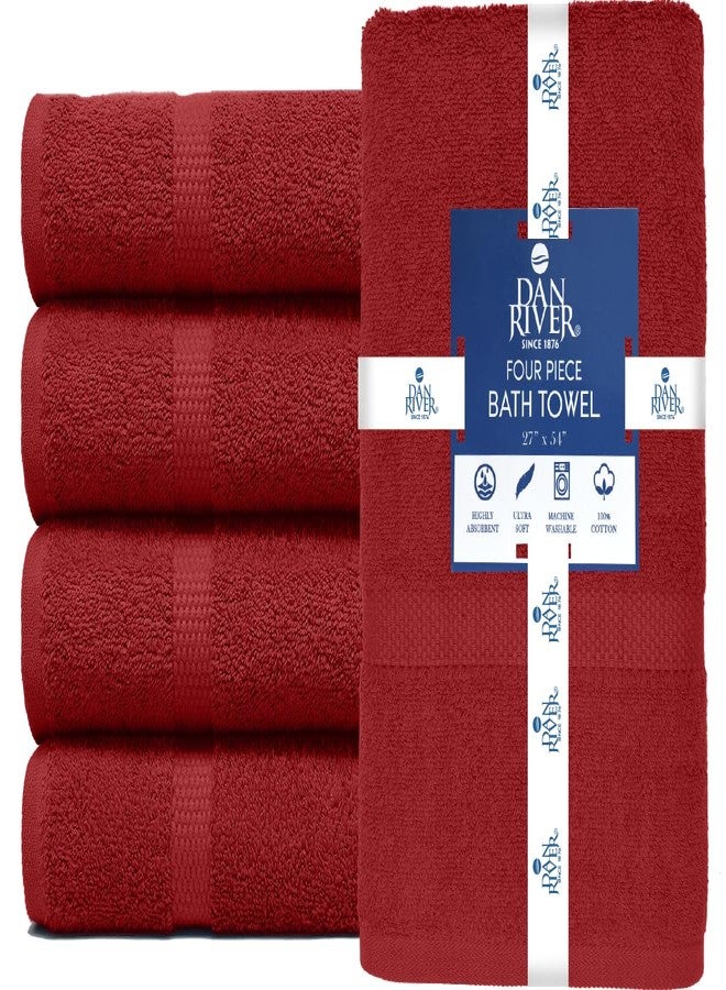 DAN RIVER Bath Towels Set of 4, 27 x 54 Inches, 100% Cotton, Larger & Lighter Weight, Quicker to Dry, Super Soft and Absorbent, Ideal Absorbent Bath Towels for Daily Use, Red - Image 3
