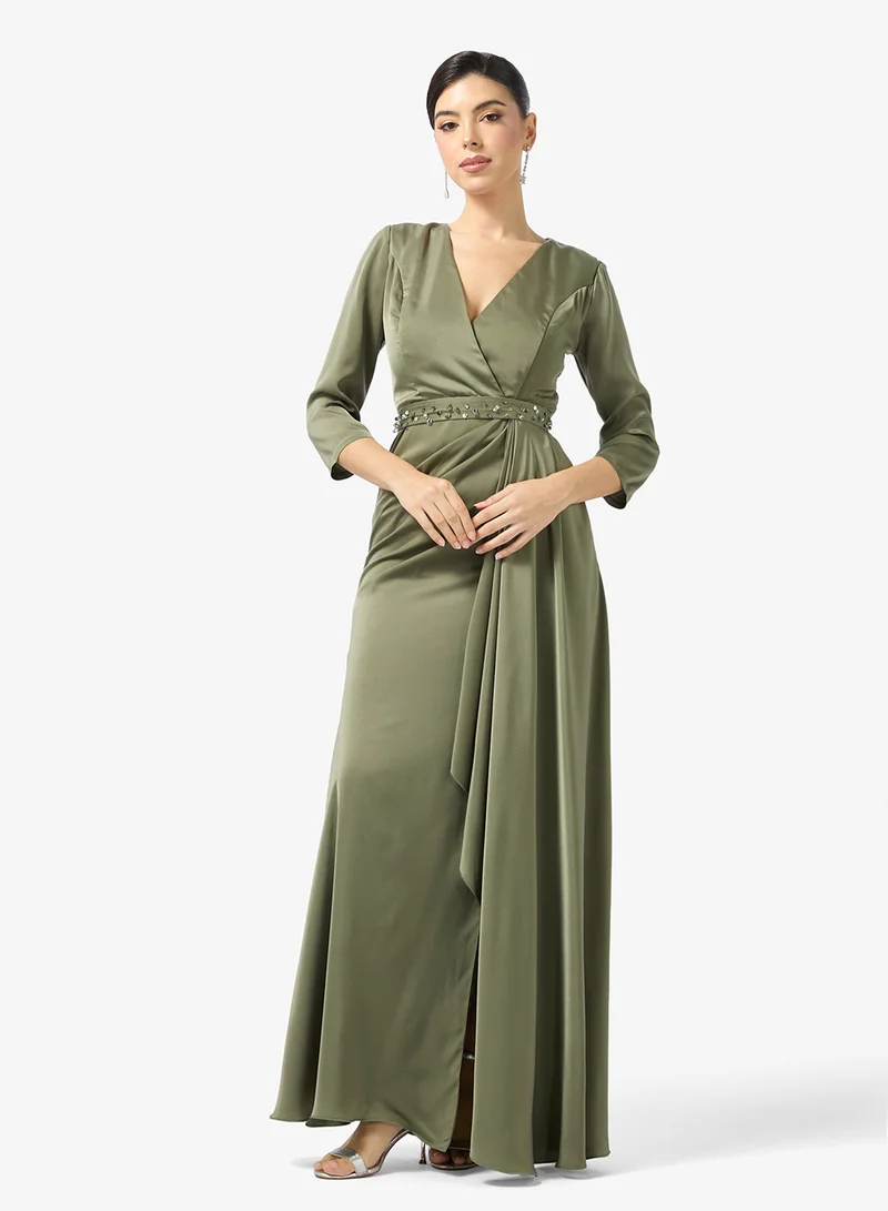 Draped A Line Evening Gown