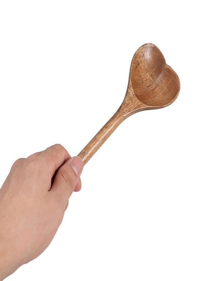 هيموتون ملاعق خشبية على شكل قلب من هيموتون، قطعتان، أدوات مطبخ خشبية على شكل قلب للطبخ والتقديم والخلط، هدية مثالية للمنزل الجديد، وأعياد الميلاد، وعيد الأم - Image 3