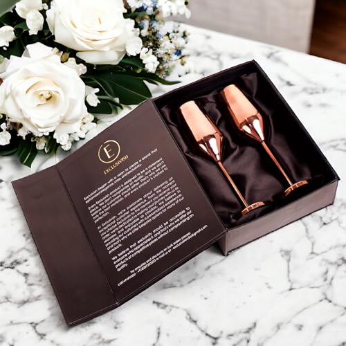 Exclusivish Champagne Glass Set of 2 with Gift Box - PVD Rose Gold Steel Wine Glasses | Home Decor & Decoration Items for Living Room | Gifts for Women & Men for Weddings, Anniversaries & Birthdays - Image 4