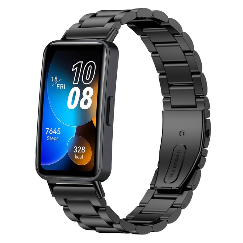 SKEIDO Stainless Steel Bracelet Compatible with Huawei Band 10/9/8, Adjustable Smartwatch Strap for Men Women - Image 1