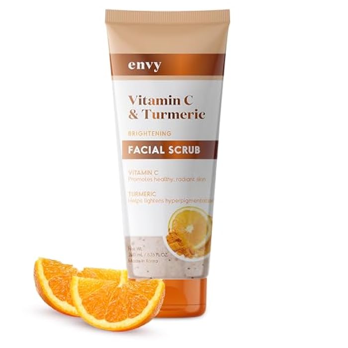 Envy Vitamin C and Turmeric Face Scrub - Clears Blackheads, Improves Dark Spots & Acne - Clean, Cruelty-Free Korean Skin Care for All Skin Types - Dermatologist Tested - 6.76 oz - Image 1