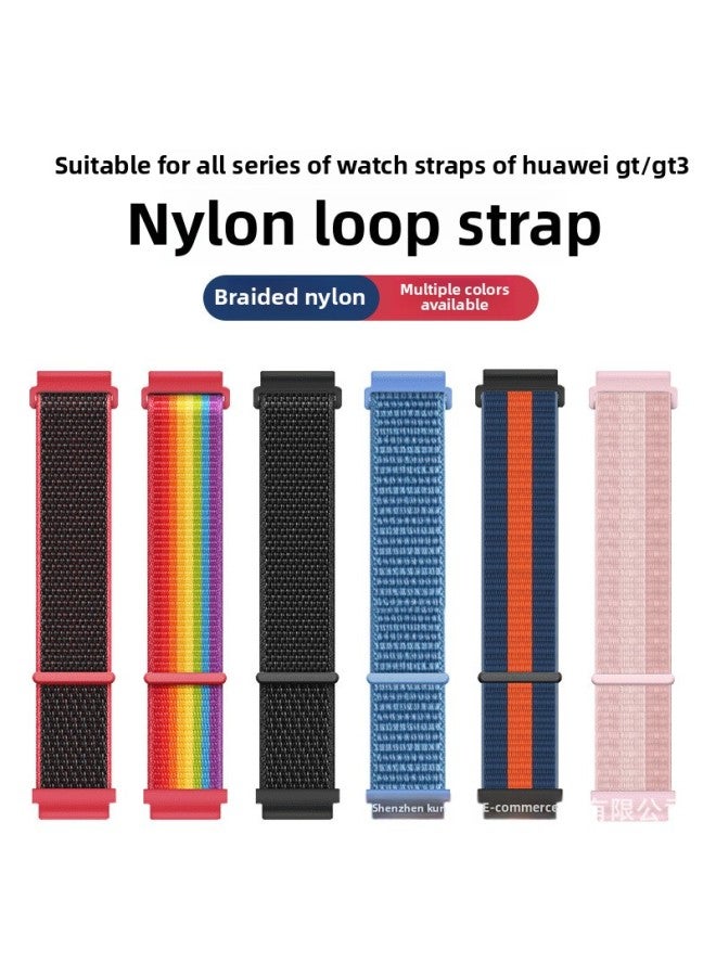 For Huawei Watch3 Watch Band GT2 Nylon Loop Wristband 16/18/20/22mm Universal Samsung Bracelet-Color:Sea Shell Color-Specifications:Nylon Strap-20mm  - Image 3