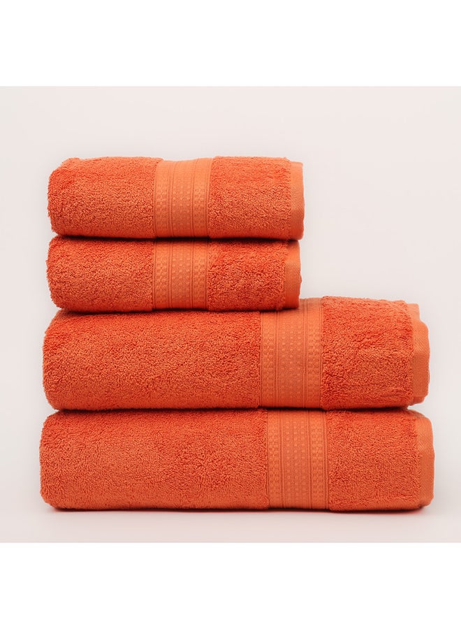 White Rose 4 Piece Bathroom Towel Set - BRIX - 500 GSM - 100% Cotton Terry - 2 Bath Towel 70X140 cm & 2 Hand Towel 50x90 cm-Premium Touch-Quick Dry - Super Absorbent-Orange - Image 2