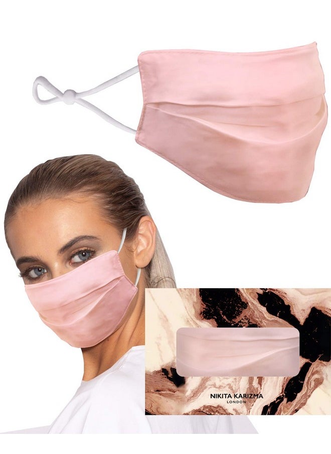 KARIZMA - Beverly Hills Silk Face Mask. Pink Fashionable Designer Face Mask For Women. Washable Fabric Face Mask Reusable Facemask. 19 Momme Mulberry Silk Mask - Luxury Fashion Masks For Women - Image 1
