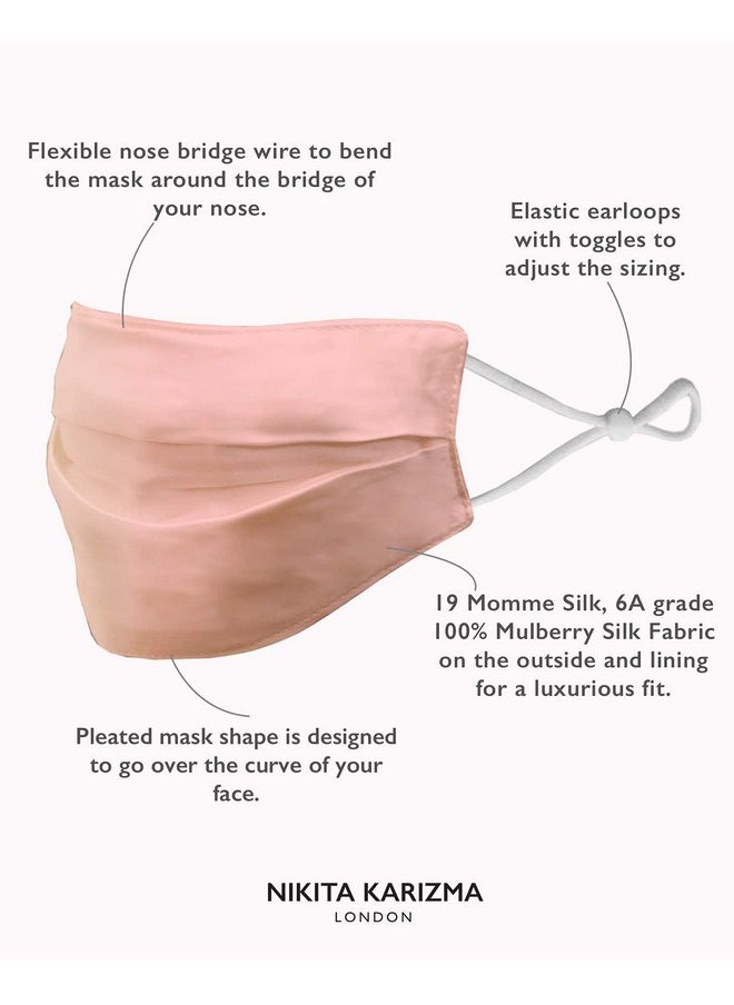 KARIZMA - Beverly Hills Silk Face Mask. Pink Fashionable Designer Face Mask For Women. Washable Fabric Face Mask Reusable Facemask. 19 Momme Mulberry Silk Mask - Luxury Fashion Masks For Women - Image 1