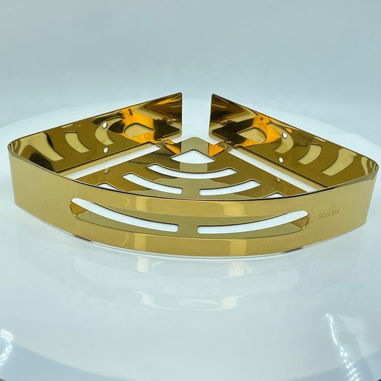 FC Deluxe Shelf Stainless Steel Bathroom Corner Shelf/Kitchen Shelf/Bathroom Shelf and Rack/Wall Storage Shelf/Bathroom Accessories (9x9 Inch, Gold) - Image 3