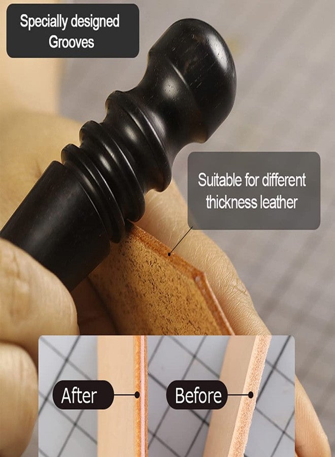 WUTA Ebony Wood Leather Burnisher, 2Pcs Professional Leather Edge Burnisher High Density Black Wood Edge Slicker Leather Tools Polished Grinding High Polished Tool (Round Head+Slim Stick - Image 4