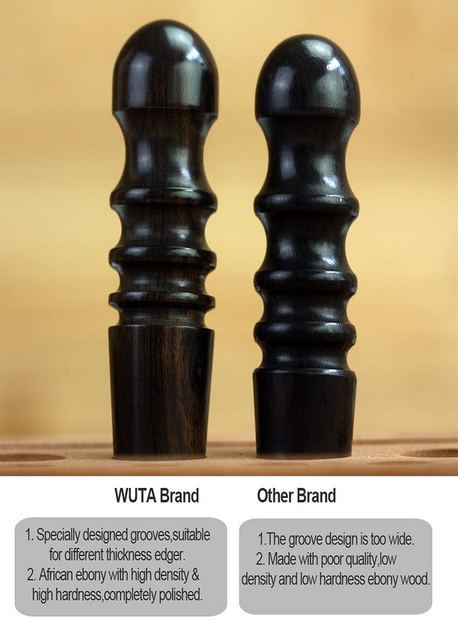 WUTA Ebony Wood Leather Burnisher, 2Pcs Professional Leather Edge Burnisher High Density Black Wood Edge Slicker Leather Tools Polished Grinding High Polished Tool (Round Head+Slim Stick - Image 5