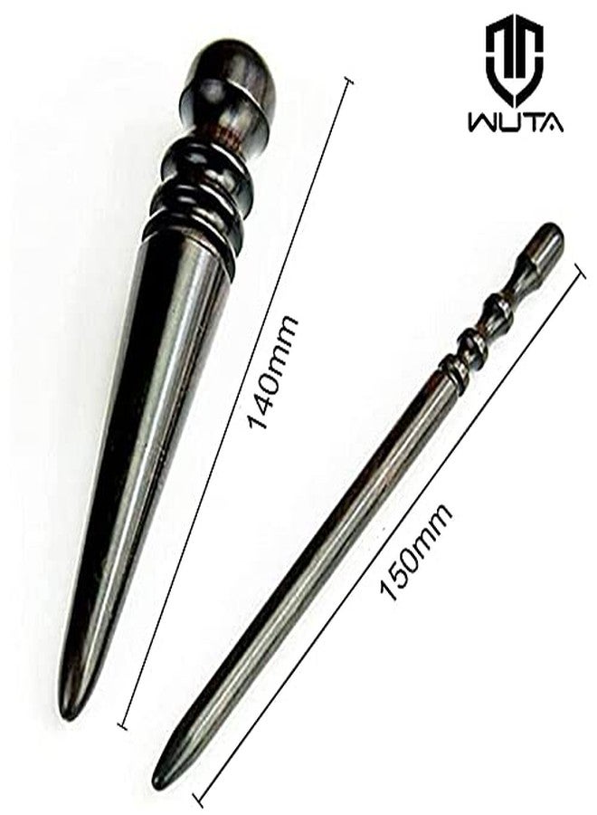 WUTA Ebony Wood Leather Burnisher, 2Pcs Professional Leather Edge Burnisher High Density Black Wood Edge Slicker Leather Tools Polished Grinding High Polished Tool (Round Head+Slim Stick - Image 3