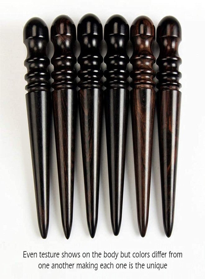 WUTA Ebony Wood Leather Burnisher, 2Pcs Professional Leather Edge Burnisher High Density Black Wood Edge Slicker Leather Tools Polished Grinding High Polished Tool (Round Head+Slim Stick - Image 2