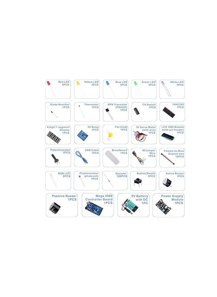 ELEGOO - ELEGOO Mega R3 2560 Project Starter Kit Compatible with Arduino IDE MEGA - Including 16 Tutorials CD - Image 1