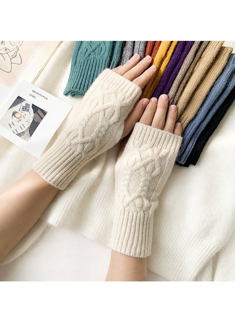 Loquat Fingerless Knitting Cotton Polyester Gloves Sleeves 