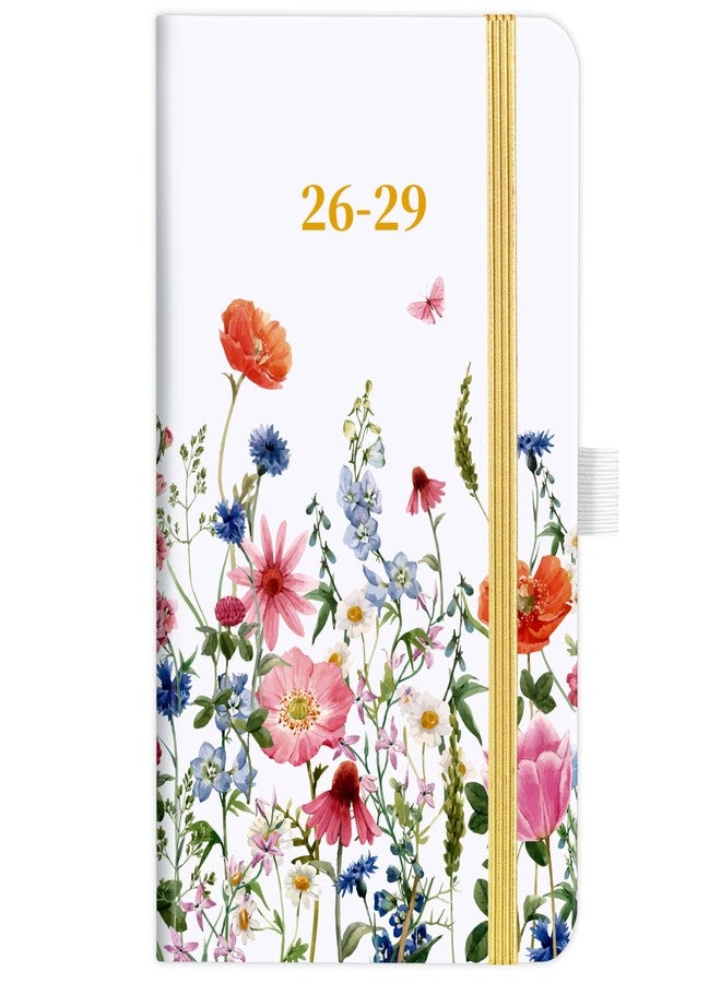 Planrage 2026-2029 Pocket Calendar - Pocket Planner from Jul. 2026 to Jun. 2029, 3 Year Clendar Monthly Planner 2026-2029, 6.3" x 3.7", 60 Note Pages, Pen Holder, Pockets - Flowers - Image 1