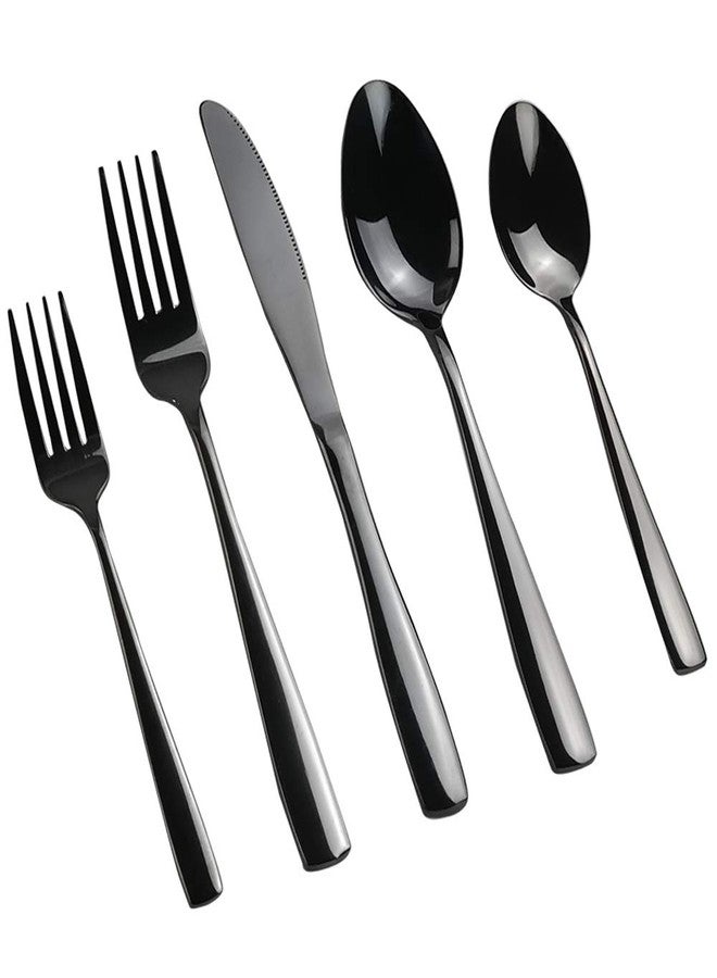 Teyyvn Stainless Steel Black Cutlery Set, 40-Piece Flatware Silverware Set, Service for 8 - Image 1