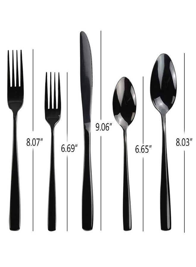 Teyyvn Stainless Steel Black Cutlery Set, 40-Piece Flatware Silverware Set, Service for 8 - Image 3